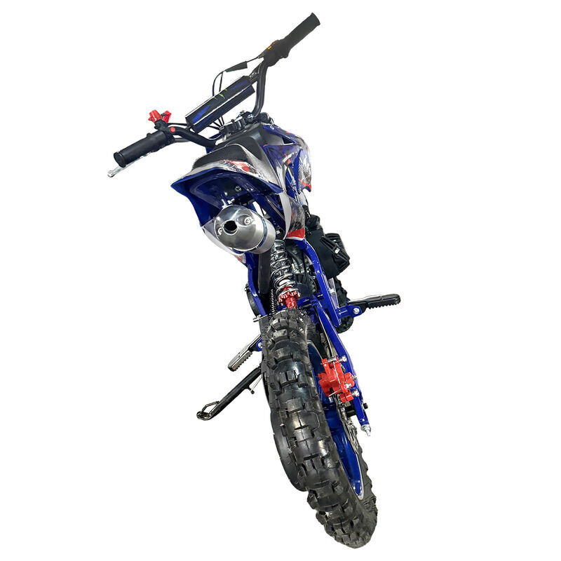 Blue Mini Motor Dirt Bike Kids Pocket 2 Stroke Motorbike ATV Twin Exhaust Tip Toys 49cc 2025