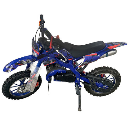 Blue Mini Motor Dirt Bike Kids Pocket 2 Stroke Motorbike ATV Twin Exhaust Tip Toys 49cc 2025