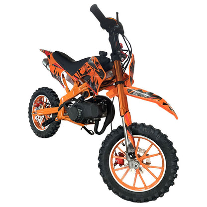 Orange Mini Motor Dirt Bike Kids Pocket 2 Stroke Motorbike ATV Twin Exhaust Tip Toys 49cc 2025