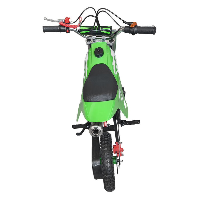 Green Mini Motor Dirt Bike Kids Pocket 2 Stroke Motorbike ATV Twin Exhaust Tip Toys 49cc With 2 Wheels