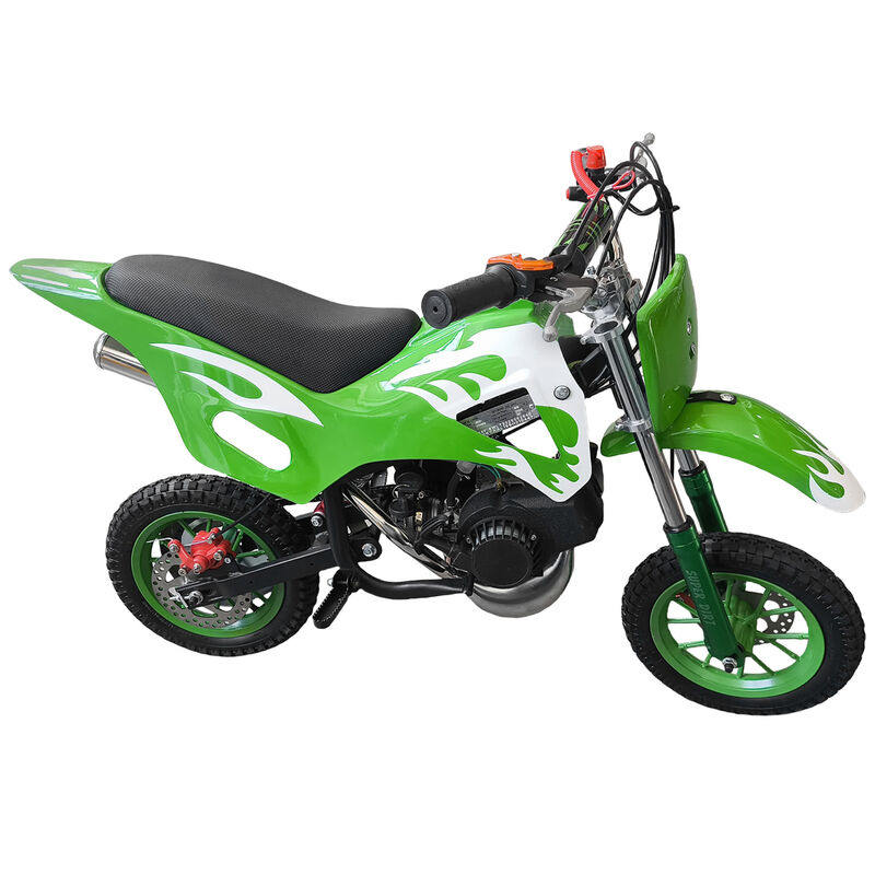 Green Mini Motor Dirt Bike Kids Pocket 2 Stroke Motorbike ATV Twin Exhaust Tip Toys 49cc With 2 Wheels