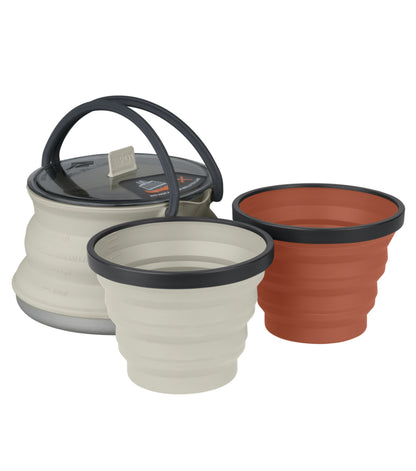 Sea to Summit X-Set 11 - 1.3L X-Pot Collapsible Kettle and 2 X-Mugs - Sand / Rust