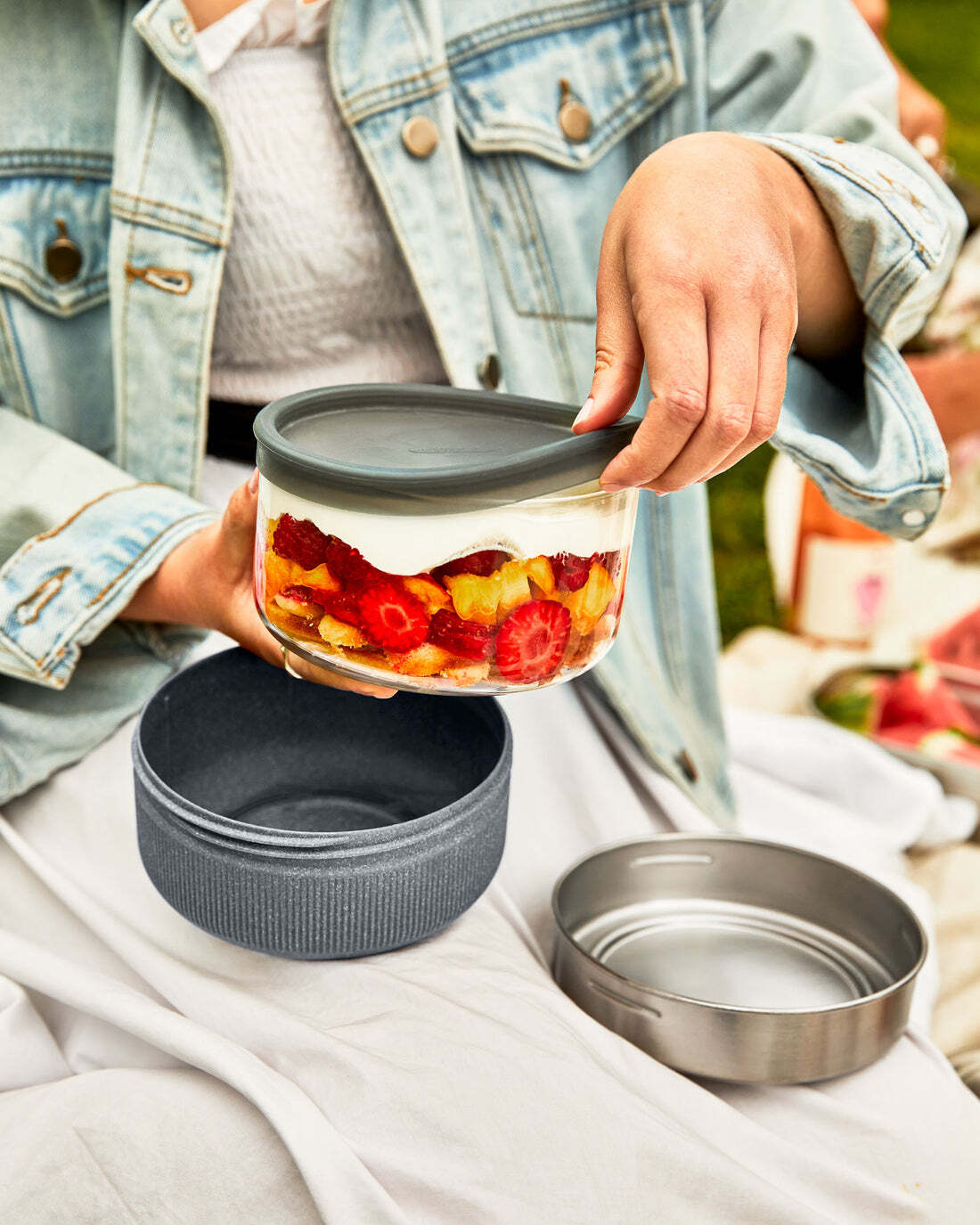 Glass Lunch Pot .6L Slate