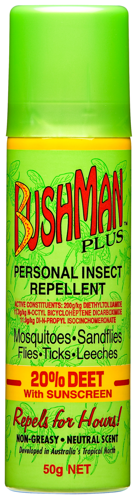 Bushman 'Plus' Aerosol - 20% Deet with Sunscreen (50g)