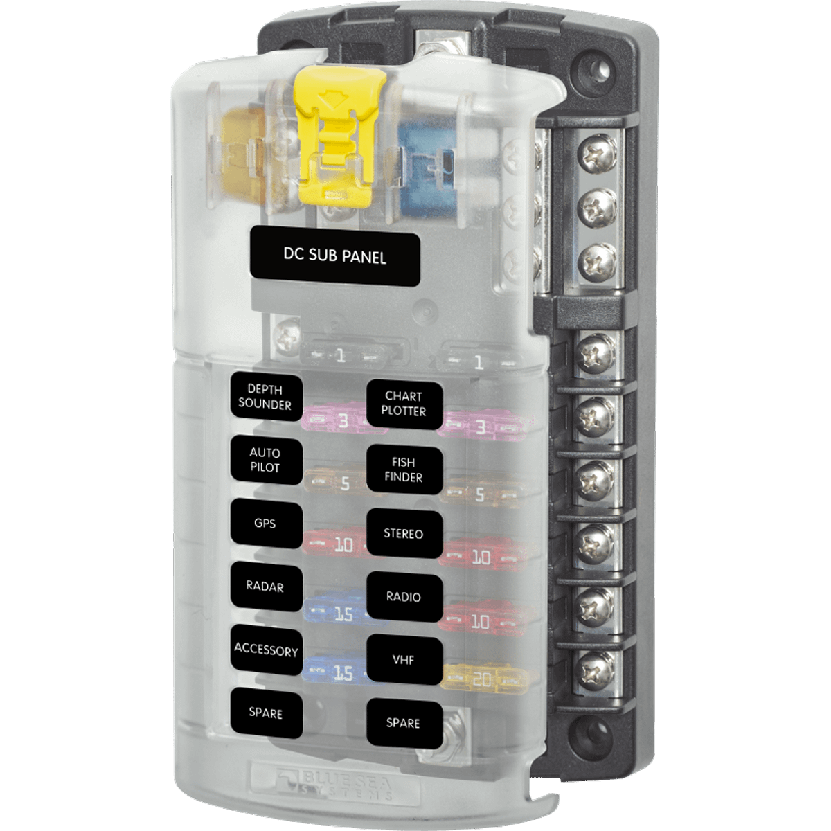 ST Blade Fuse Block – 12 Circuits with Negative Bus and Cover BS-5026B