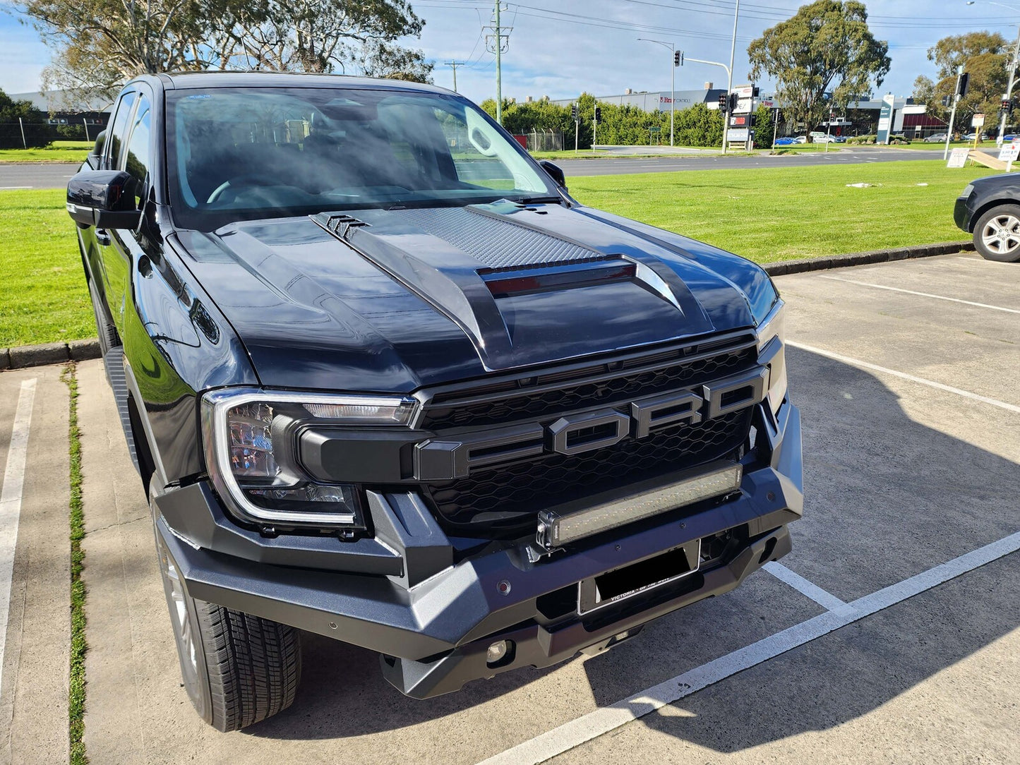 MATTE BLACK BONNET SCOOP TO SUIT FORD RANGER T9 2022 2023 WILDTRAK/SPORT/XLT/XL