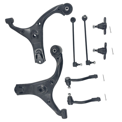 8Pcs Lower Ball Joint Control Arm Sway Bar Link Tie Rod End Kit Fit For Kia Rio JB Sedan & Hatch 08/2005-04/2011