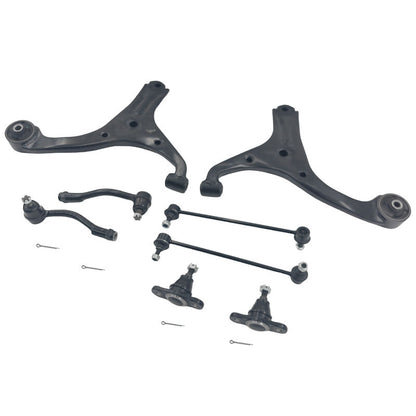 8Pcs Lower Ball Joint Control Arm Sway Bar Link Tie Rod End Kit Fit For Kia Rio JB Sedan & Hatch 08/2005-04/2011