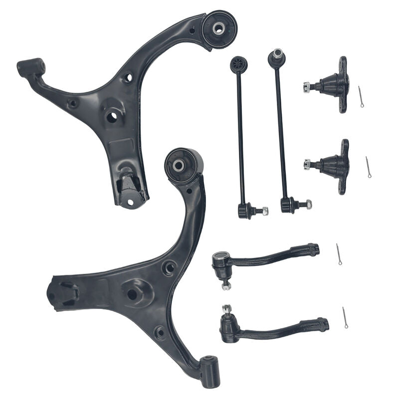8Pcs Lower Ball Joint Control Arm Sway Bar Link Tie Rod End Kit Fit For Kia Rio JB Sedan & Hatch 08/2005-04/2011