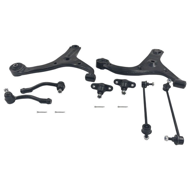 8Pcs Lower Ball Joint Control Arm Sway Bar Link Tie Rod End Kit Fit For Kia Rio JB Sedan & Hatch 08/2005-04/2011