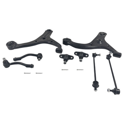 8Pcs Lower Ball Joint Control Arm Sway Bar Link Tie Rod End Kit Fit For Kia Rio JB Sedan & Hatch 08/2005-04/2011