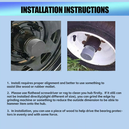 2 x 62mm Bearing Buddies Cap Hub Protectors For Boat Caravan Trailer With Dust Caps