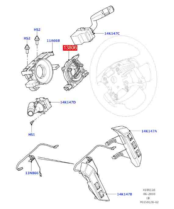 Front Right Hand Side Clock Spring Fit For Land Rover LR2 3.2L L6-Gas 2011-2012