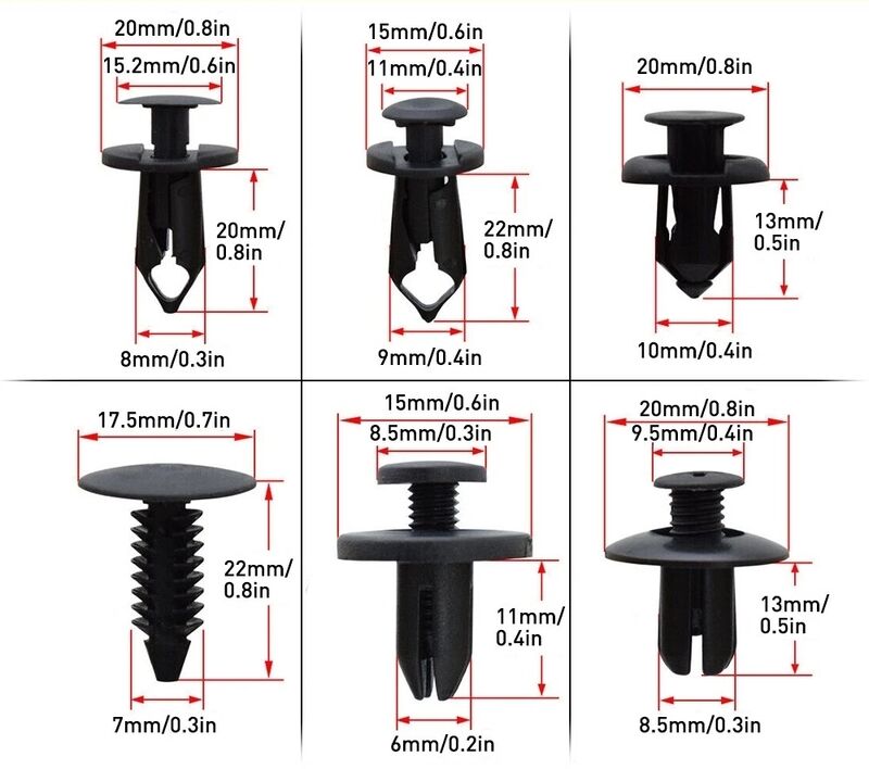 190Pcs Car Body Trim Clips Retainer Rivets Screw Panel Push Fastener Bumper