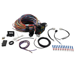 21 Circuit Wiring Harness Kit Extra Long Wires With 17 Fuses & Panel