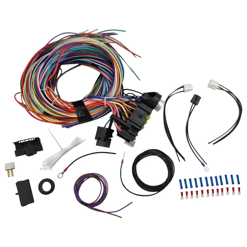 21 Circuit Wiring Harness Kit Extra Long Wires With 17 Fuses & Panel