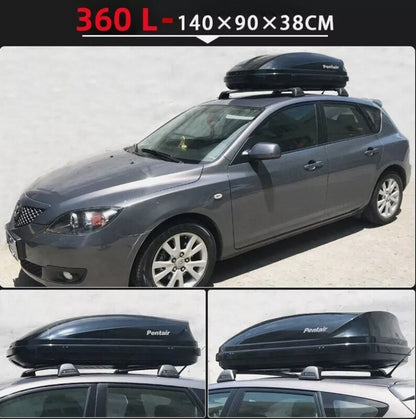 360L Glossy Black Roof Box With Key Lock Fit For Rhino Rack Masterfit Roof Top Box