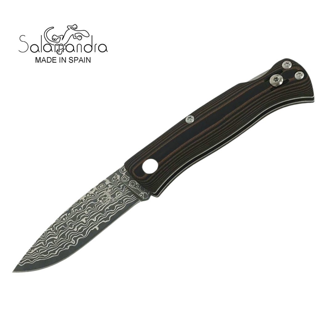 Salamandra Geminis Flax Damascus VG-10 Folding Knife