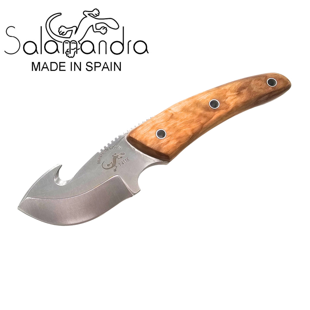Salamandra Olive Wood Gut Hook Skinner Knife 150mm