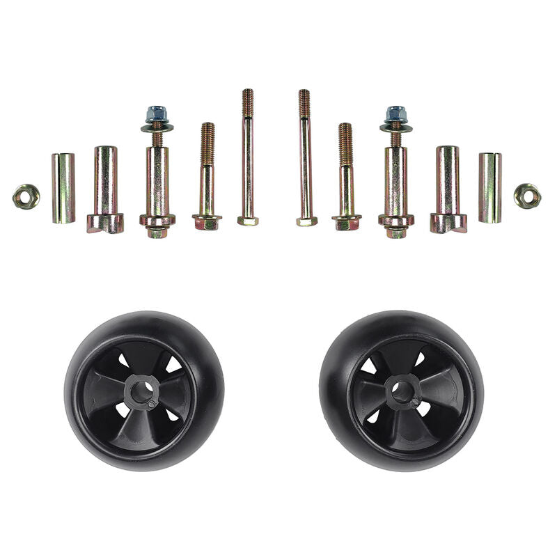 2Pcs 5" Deck Wheels Axle Kits Fit For John Deere Ride On Mowers AM116299 AM133602 M111489