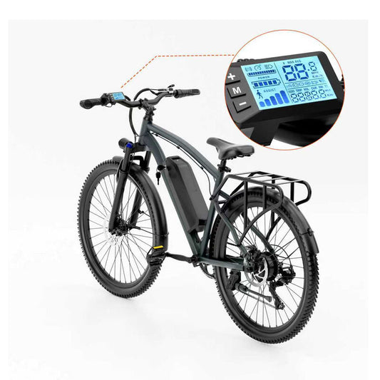 Black Adult Electric Bike 26'' 1500W Brushless Motor EBike Off Road 7 Speed Mountain Ebike