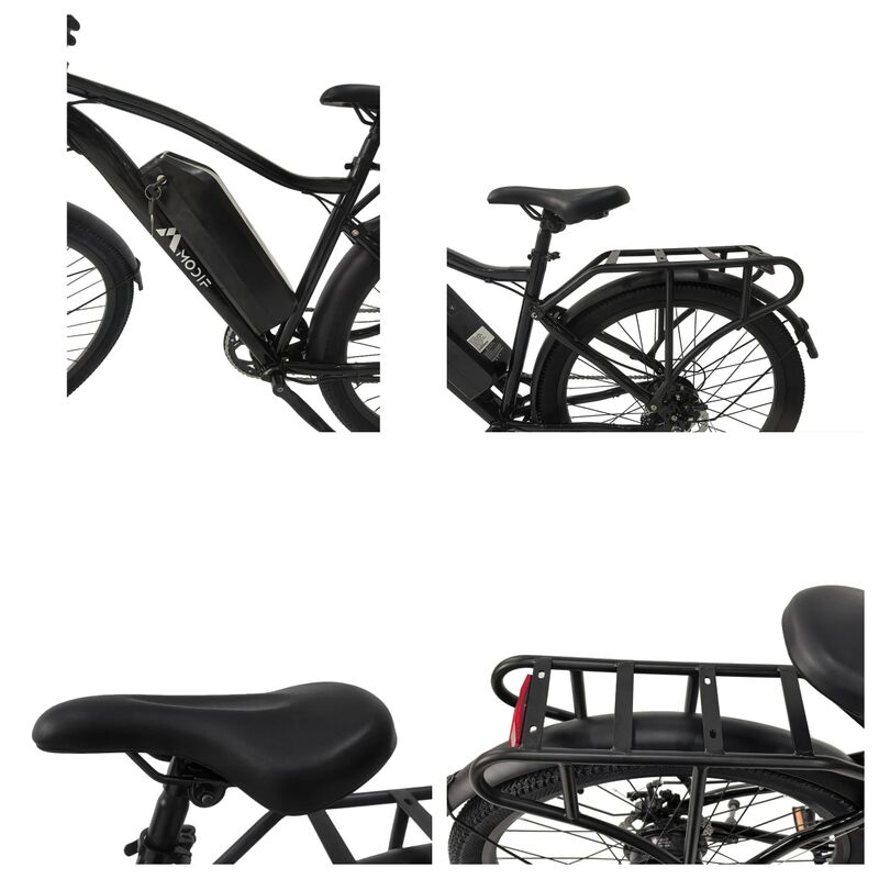 Black Adult Electric Bike 26'' 1500W Brushless Motor EBike Off Road 7 Speed Mountain Ebike