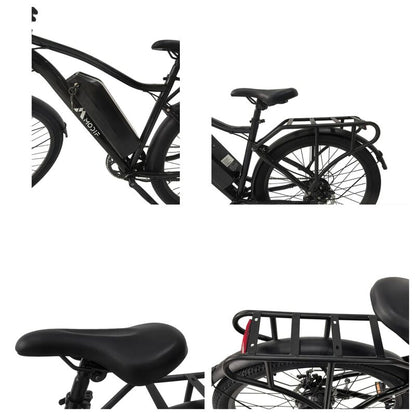 Black Adult Electric Bike 26'' 1500W Brushless Motor EBike Off Road 7 Speed Mountain Ebike
