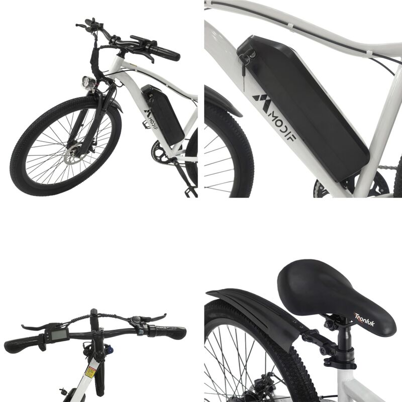 White 1500W Electric Bike 26'' E-MTB 48V Ebike Adult off Road City Bicycle Commuter