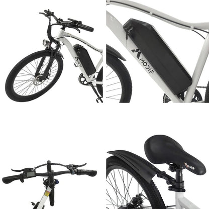 White 1500W Electric Bike 26'' E-MTB 48V Ebike Adult off Road City Bicycle Commuter