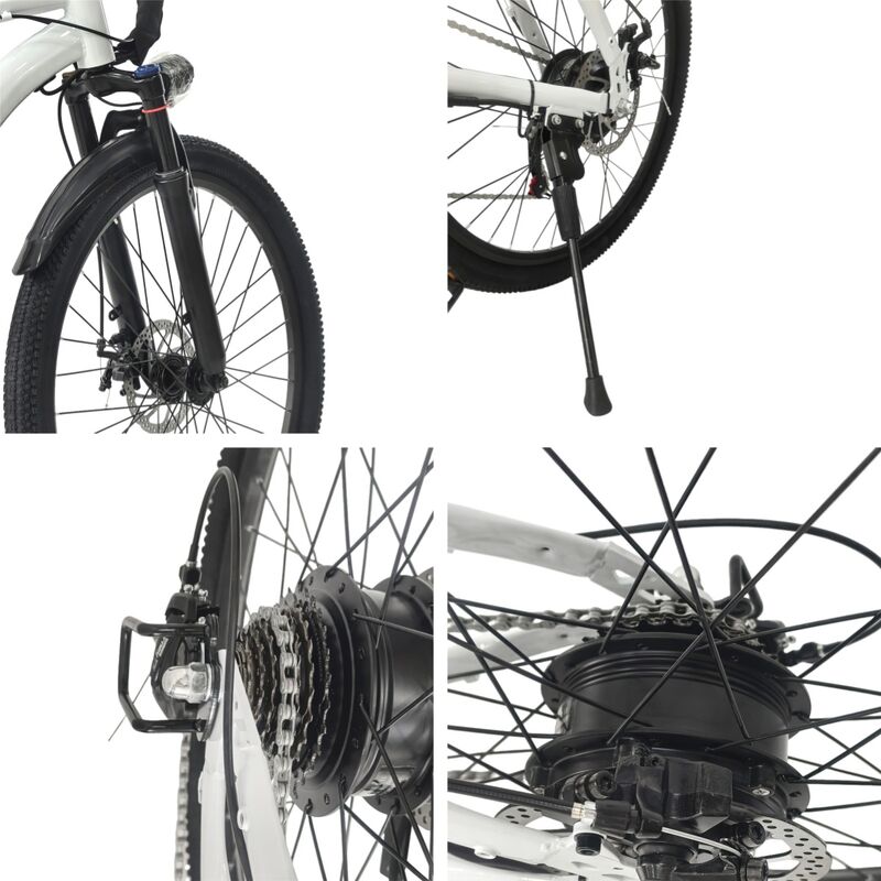 White 1500W Electric Bike 26'' E-MTB 48V Ebike Adult off Road City Bicycle Commuter