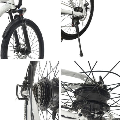 White 1500W Electric Bike 26'' E-MTB 48V Ebike Adult off Road City Bicycle Commuter