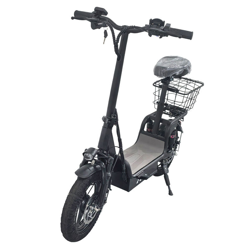 Black Electric Scooter With Seat Foldable Motorised Adults EScooter Commuter