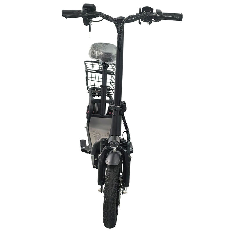 Black Electric Scooter With Seat Foldable Motorised Adults EScooter Commuter
