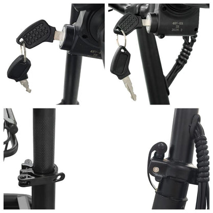 Black Electric Scooter With Seat Foldable Motorised Adults EScooter Commuter