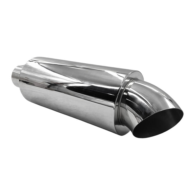 Polished Tip Exhaust Muffler Cannon 480mm Length 3" Inlet 4" Outlet
