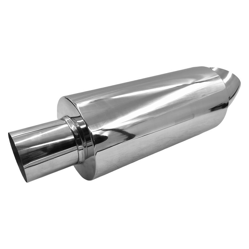 Polished Tip Exhaust Muffler Cannon 480mm Length 3" Inlet 4" Outlet