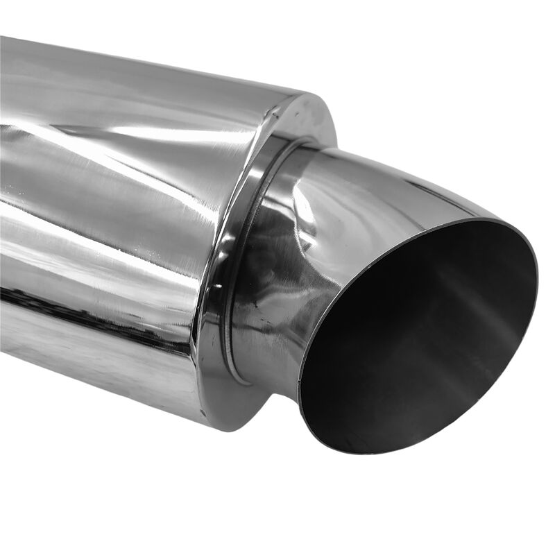 Polished Tip Exhaust Muffler Cannon 480mm Length 3" Inlet 4" Outlet