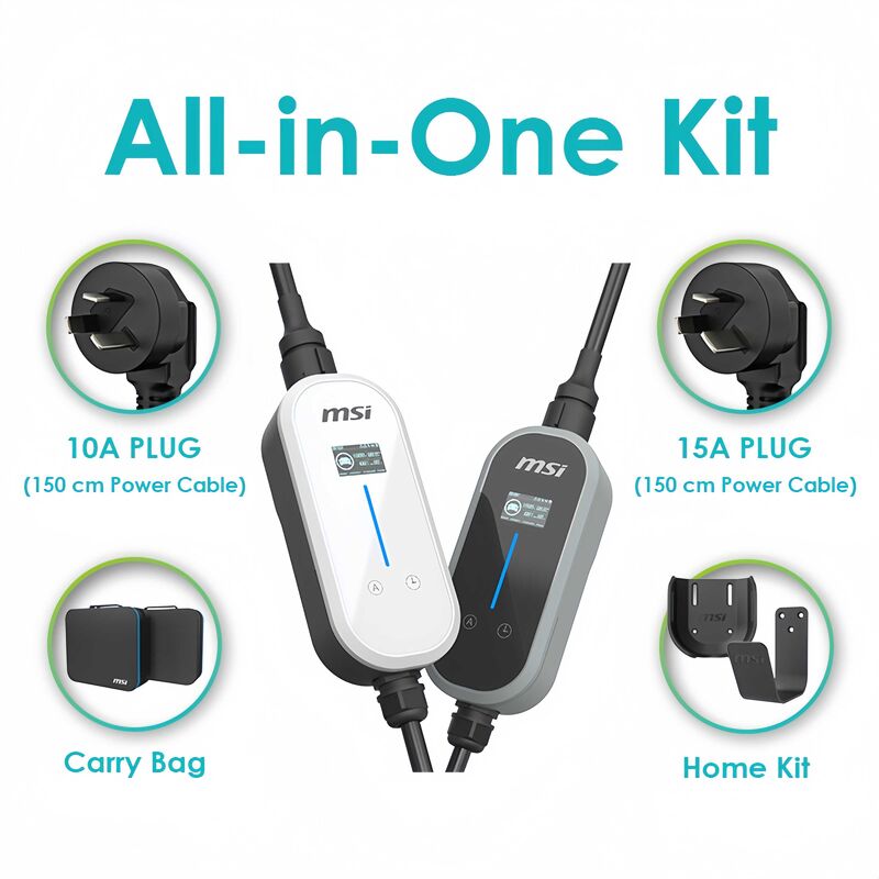 MSI Portable EV Charger White Ezgo 10A+15A+Home Kit Single Phase
