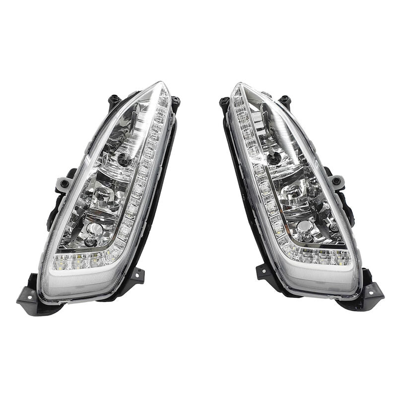 2Pcs Front LED DRL Daytime Running Light Fog Lamp Left & Right Hand Side Fit For Hyundai Santa Fe 2013-2015