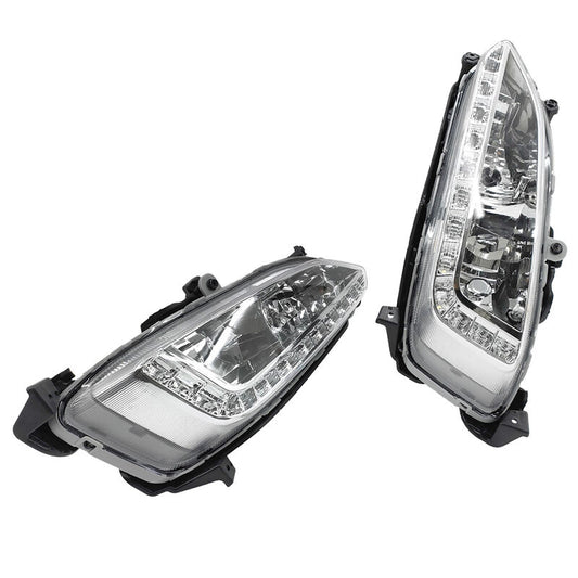 2Pcs Front LED DRL Daytime Running Light Fog Lamp Left & Right Hand Side Fit For Hyundai Santa Fe 2013-2015