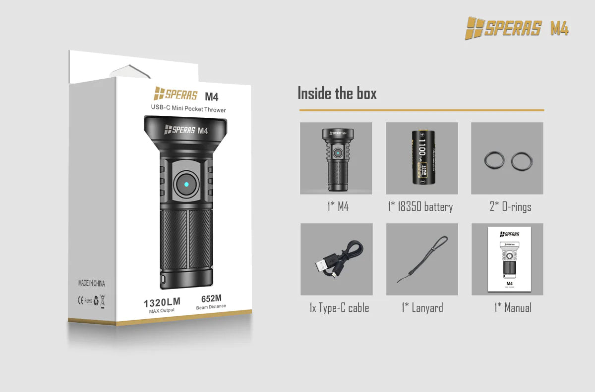 Speras M4 Mini black LED Torch - 1320Lm