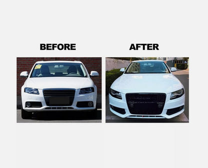 Gloss Black Honeycomb RS4 Style Front Bumper Grille Fit For Audi A4 S4 B8 2007-2015