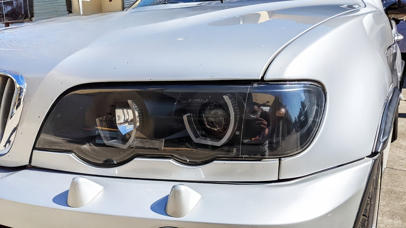 3D LED Dual Halo Black Projector Head Light Fit For BMW X5 E53 1999-2003