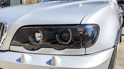 3D LED Dual Halo Black Projector Head Light Fit For BMW X5 E53 1999-2003