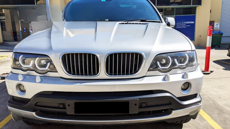 3D LED Dual Halo Black Projector Head Light Fit For BMW X5 E53 1999-2003