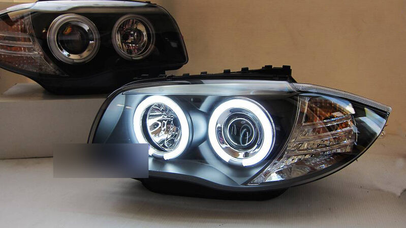 Black LED Projector Angel-Eye Head Lights Fit For BMW E81 E82 E87 1 Series 2004-2011