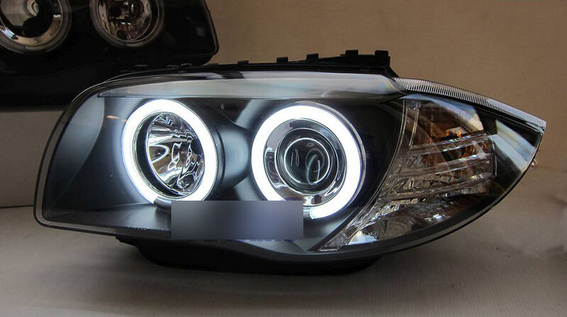 Black LED Projector Angel-Eye Head Lights Fit For BMW E81 E82 E87 1 Series 2004-2011