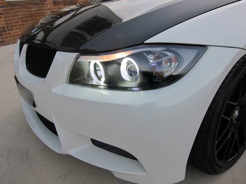 Black CCFL Angle Eye Projector Headlight Fit For BMW E90 Sedan 2005-2008