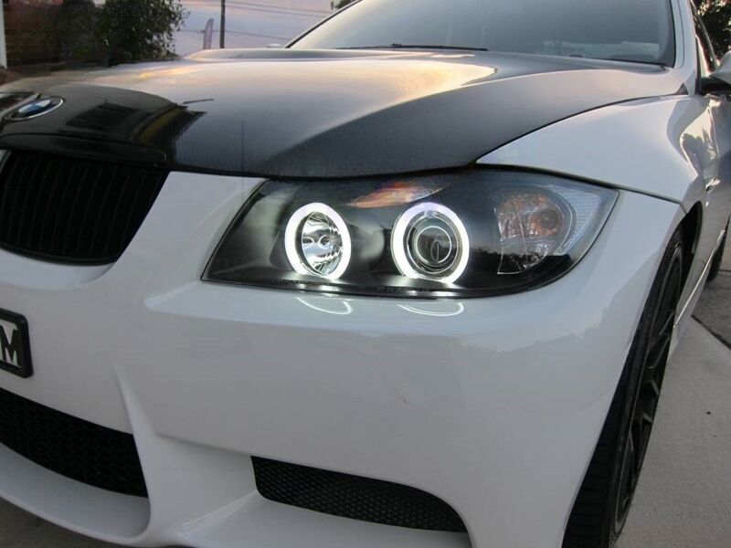 Black CCFL Angle Eye Projector Headlight Fit For BMW E90 Sedan 2005-2008