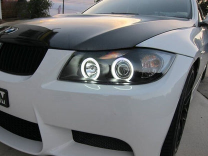 Black CCFL Angle Eye Projector Headlight Fit For BMW E90 Sedan 2005-2008